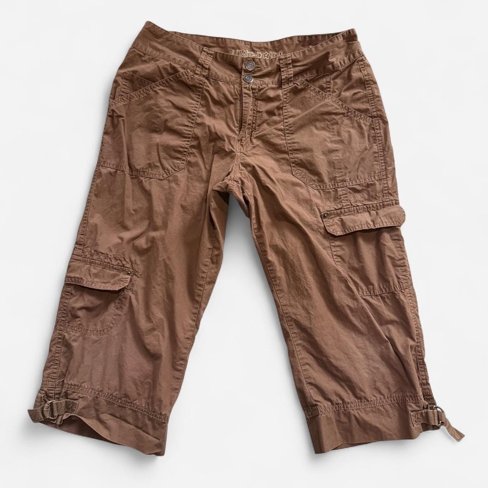 Y2K Limited Too brown cotton cargo capri pants waist and ankle straps 30"